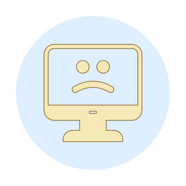 Bilgisayar simgesi üzerindeki mavi ekran, hata sembolü, illüstrasyon tasarımı, vektör grafiği 