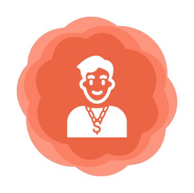 Zincir simgesinde saç stili ve doollar işareti olan erkek avatarı, vektör illüstrasyonu 