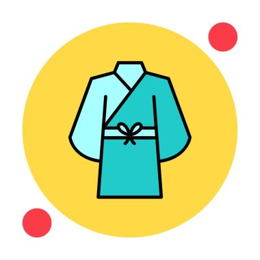 Yukata simgesi, doğrusal izole edilmiş illüstrasyon, ince çizgi vektörü, web tasarım işareti 