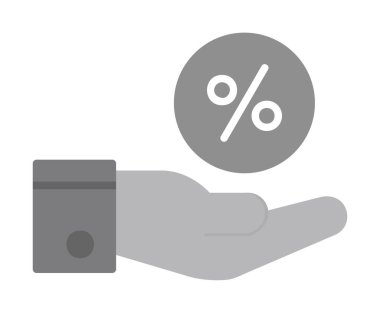 Basit el tutma oranı simgesi, indirim konsepti, vektör illüstrasyonu