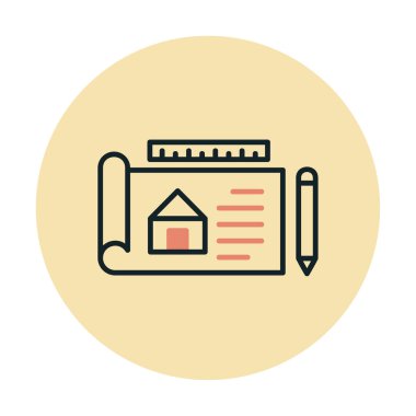 Basit Mimari Planı simgesi, vektör illüstrasyonu