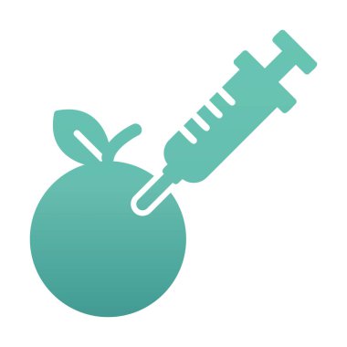 Gmo Food, şırınga ikonlu elma, vektör illüstrasyonu 