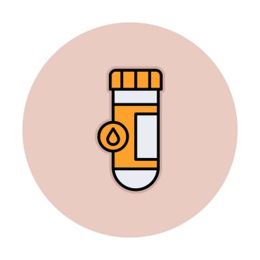 Kan testi tüpü ana hat vektör simgesi. Laboratuvar test sembolü, logo illüstrasyonu.