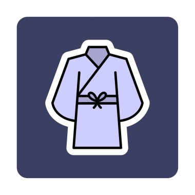 Yukata simgesi, doğrusal izole edilmiş illüstrasyon, ince çizgi vektörü, web tasarım işareti 