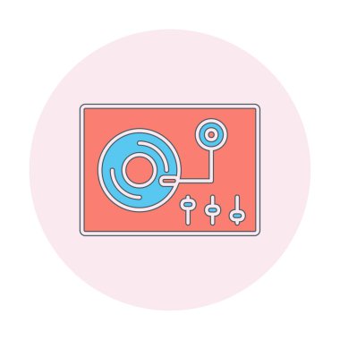 Basit vinil oynatıcı Turntable simgesi, vektör illüstrasyonu