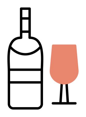 şarap şişe ve cam kutsal kişilerin resmi, vektör çizim  