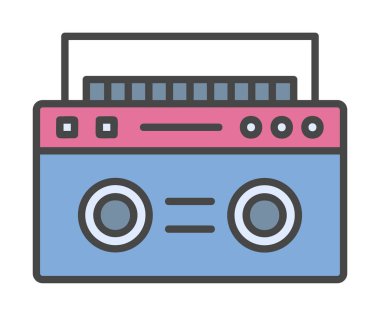  Boombox düz simgesi, vektör çizimi