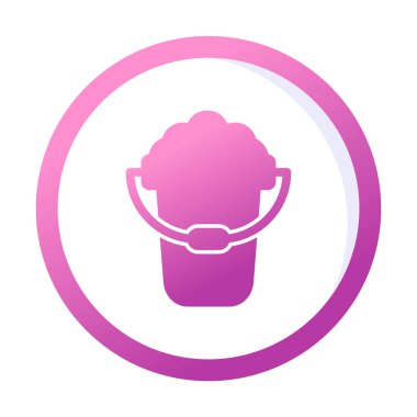 Köpük simgesi olan kova, vektör illüstrasyonu  