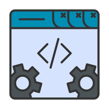 Basit programlama kodu optimizasyon simgesi, vektör illüstrasyonu
