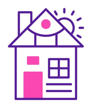 ev düz simgesi, vektör illüstrasyonu 