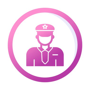 Üniformalı düz simgeli polis memurunun vektör çizimi