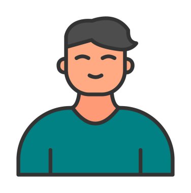 Saç stili vektör çizimi olan genç erkek avatar. 