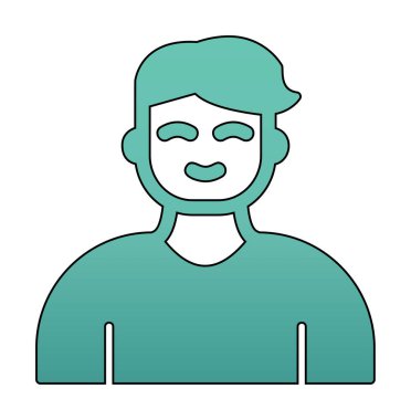 Saç stili vektör çizimi olan genç erkek avatar. 