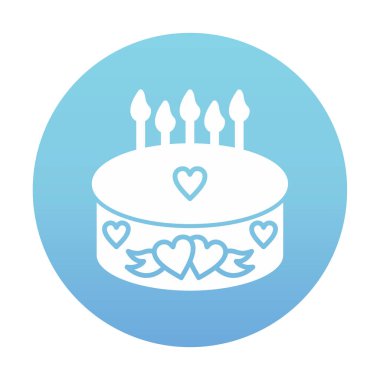 Mumlu doğum günü pastası ikon vektör çizimi                    
