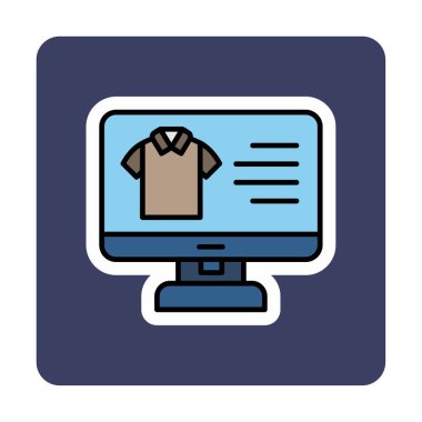 Basit Kumaş Çevrimiçi Alışveriş simgesi, vektör illüstrasyonu