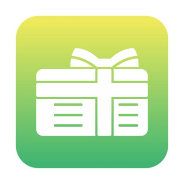 Kurdeleli hediye kutusu ve yay düz simge, vektör illüstrasyonu