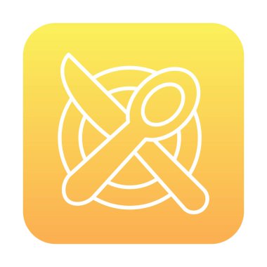 bıçak ve çatal tabakta, yemek ikonu, vektör illüstrasyonu  