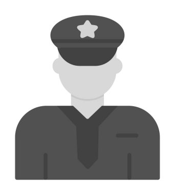 Üniformalı düz simgeli polis memurunun vektör çizimi