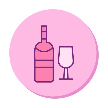 şarap şişe ve cam kutsal kişilerin resmi, vektör çizim  