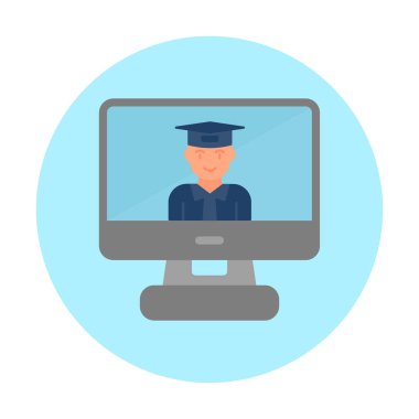 Basit Çevrimiçi Öğrenme simgesi, vektör illüstrasyonu