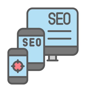 SEO optimizasyon simgeleri vektör illüstrasyonu