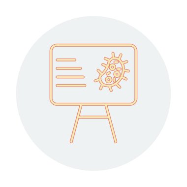 Bakteri simgesi ve vektör illüstrasyonlu sunum tahtası