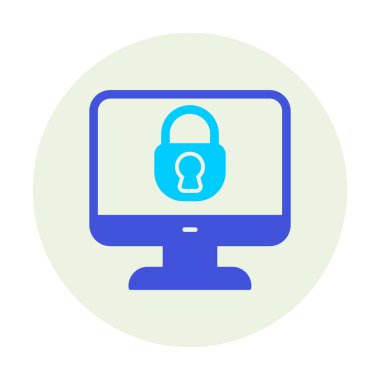 Basit Bilgisayar monitörü Ekran simgesi, vektör illüstrasyonunu kilitle