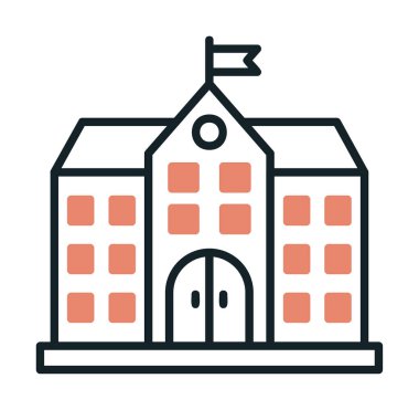 Üniversite binası ikonu. Düz renk tasarımı. vektör illüstrasyonu.                           