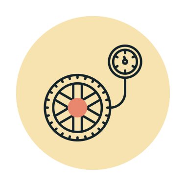 Tekerlek basıncı, arka planda izole edilmiş simge, otomatik servis, araba tamiri