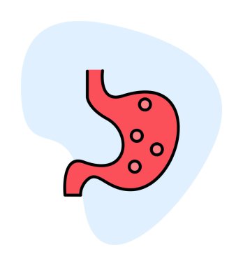 İnsan mide ikonu. Beyaz arkaplanda izole edilmiş web tasarımı için İnsan mide vektörü simgesi