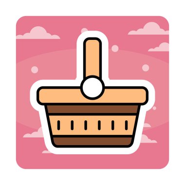 piknik sepeti web simgesi, vektör illüstrasyonu 
