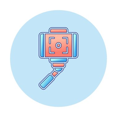 Akıllı telefon web simgesi, vektör illüstrasyonlu selfie çubuğu 