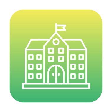 Üniversite binası ikonu. Düz renk tasarımı. vektör illüstrasyonu.                           