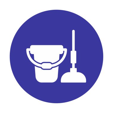 kova ve paspas simgesi, vektör illüstrasyonu  