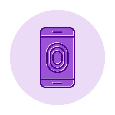 Kilitlenmemiş Parmak izi vektör simgesi olan telefon modern basit illüstrasyon