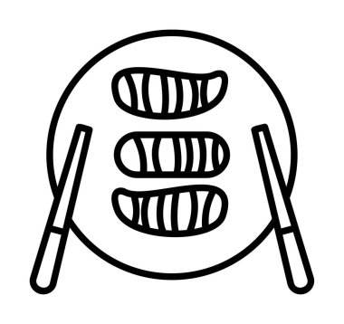 Tabak simgesinde suşi, vektör illüstrasyonu