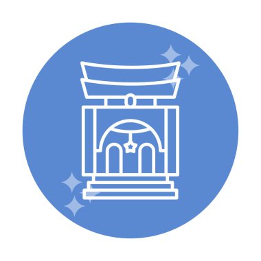 Basit antik Asya Tapınağı simgesi, vektör illüstrasyonu