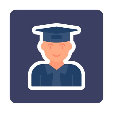 mezun düz ikon. Düz biçimli öğrencinin vektör düz çizimi