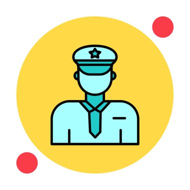 Üniformalı düz simgeli polis memurunun vektör çizimi