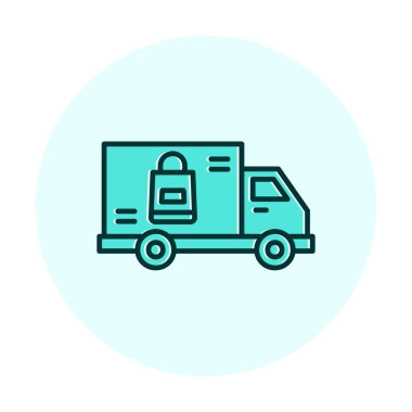Teslimat kamyonu vektör simgesi modern basit illüstrasyon                        
