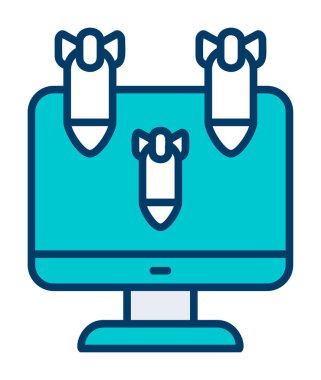 Dos hacker bomba ikonu ile bilgisayar monitörü