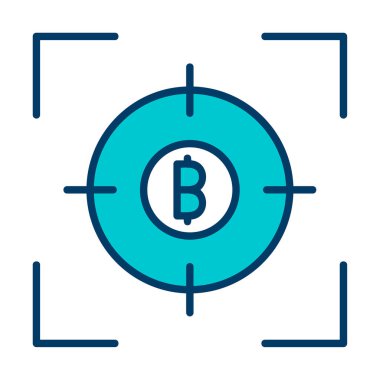 Bitcoin ve hedef. Web simgesi illüstrasyonu