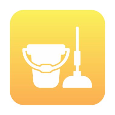 kova ve paspas simgesi, vektör illüstrasyonu  