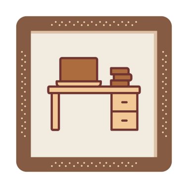 Ofis masa simgesinin vektör illüstrasyonu 