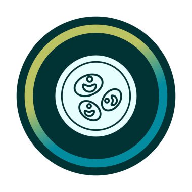 Bakteri petri kabı ve bakteri vektör simgesi 