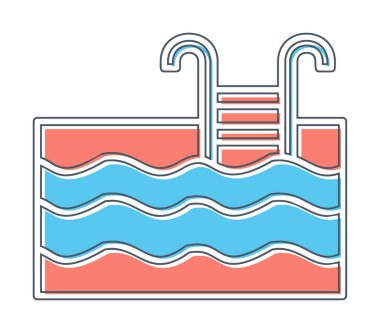  yüzme havuzu ikonu vektör illüstrasyonu