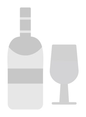 şarap şişe ve cam kutsal kişilerin resmi, vektör çizim  