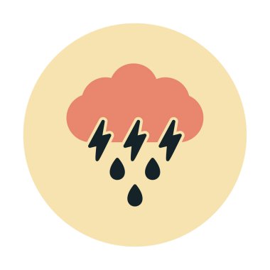 Gök gürültülü yağmurlu bulut sembolü, hava durumu ikonu, vektör illüstrasyonu 