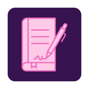 Basit Kitap İmzalama simgesi, vektör illüstrasyonu