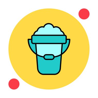 Köpük simgesi olan kova, vektör illüstrasyonu  